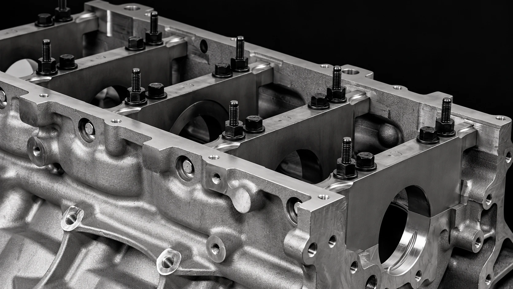 Engine block cylinder and machined surface detail, visual reference